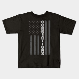 Thin Silver Line Flag - Corrections Officer Gift Kids T-Shirt